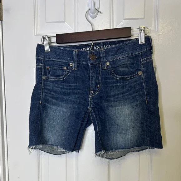 American Eagle Blue Denim Jean Shorts Waist: 14”-15” - Picture 1 of 5